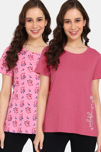 Buy Rosaline Bloom Fest Knit Cotton Top (Pack of 2) - Pink Red